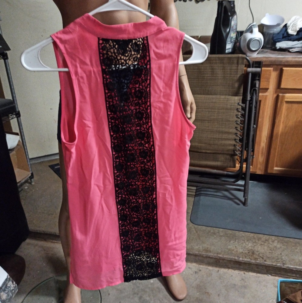 Bright pink, sheer, tunic. G by Guess.